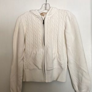 Michael Kors zip-front cardigan with hood.